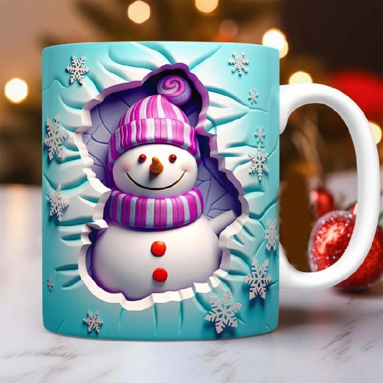 Festival Snowman Themed Ceramic Mugs Christmas Kitchenwares For Coffee Teas Dishwasher Friendly Homes Use