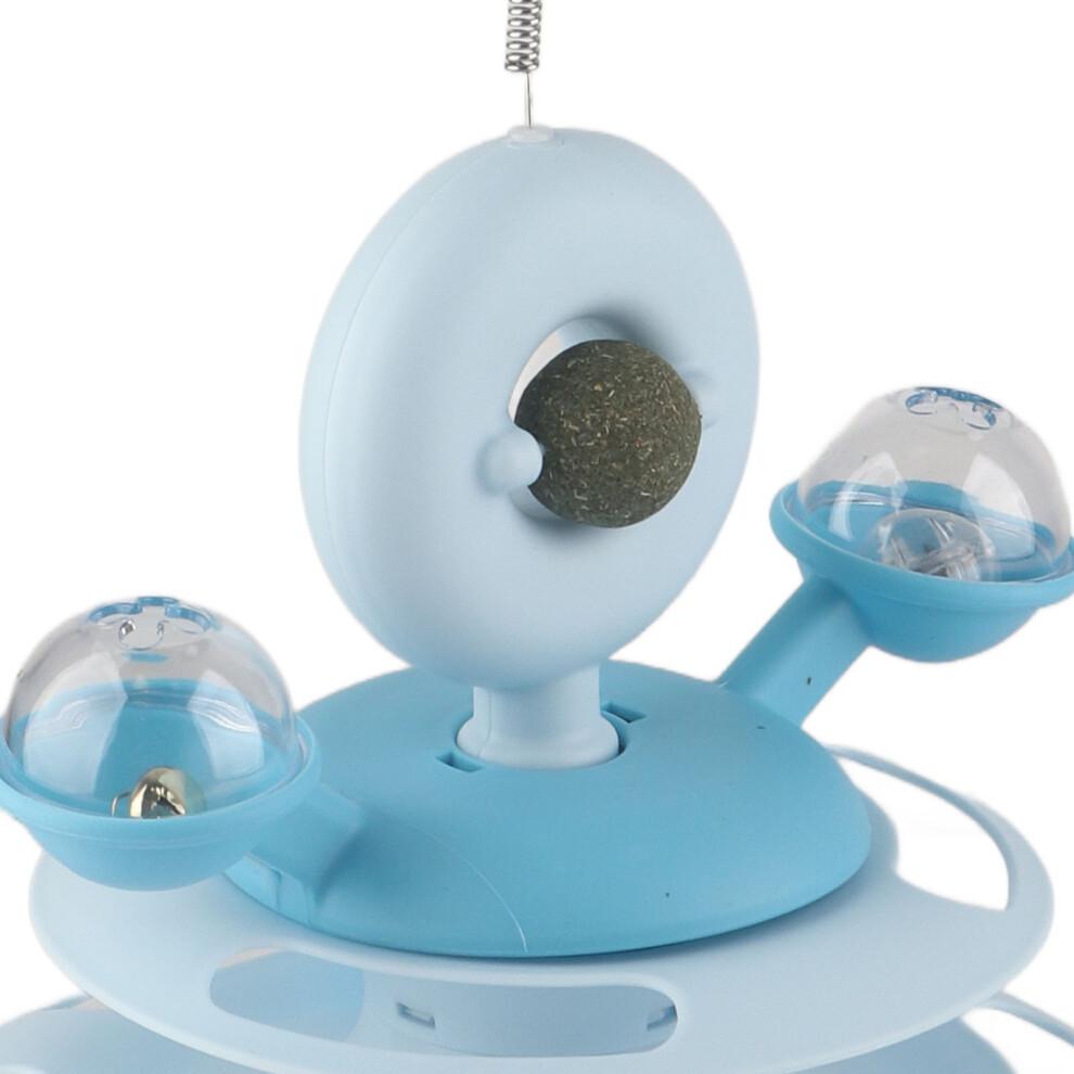 Blue 4-Layer Cat Ball Tower Toy with Feather & Catnip for Exercise