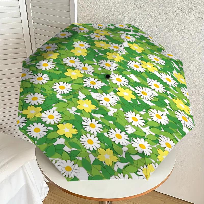 1PC Flowers Leaves Umbrella-8-Rib Reinforced Portable Folding Travel Suitable for All Seasons Outdoor Daily Use  -J0359
