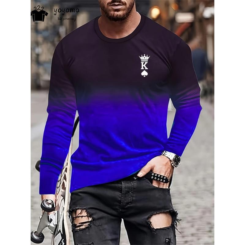 

Gradient Color Pattern Print T shirt Men Loose Men s Clothing Long Sleeve Gradient Graphic T shirts Street Fashion Mens Clothes XL