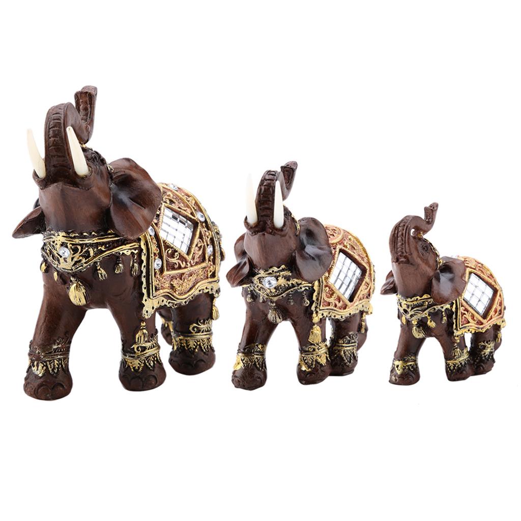 Elefant Skulptur Elefant Figur Lucky Feng Shui Träådring Elefant Staty Skulptur Rikedom Figur Gåva Heminredning