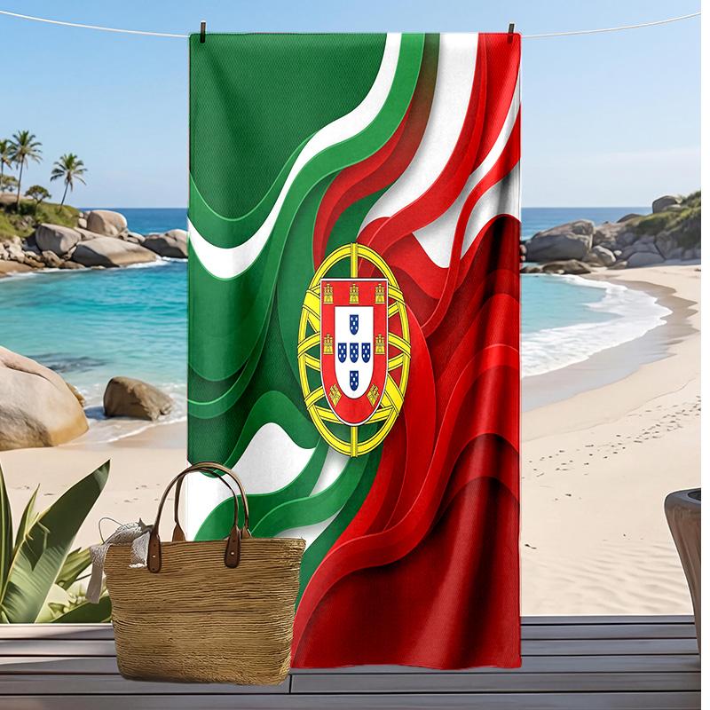 Portugal Fußball Print Strandtuch Schnelltrocknend Super Saugfähig Weiches Badetuch für Schwimmen Strand Reisen Fan Souvenir Geschenk