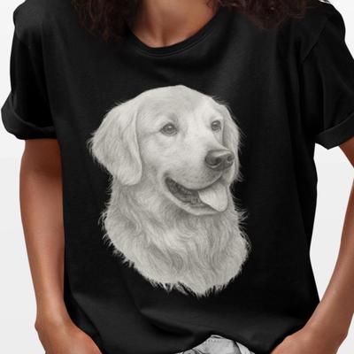 Golden Retriever Sketch T-Shirt and Kids Tshirt: Dog Lover Unisex Cotton Tee