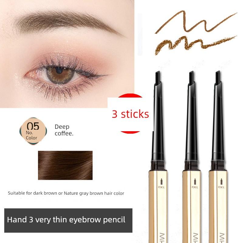 3 | Small Gold Bar Eyebrow Pencil Waterproof Long Lasting Fadeless Sweat-Proof Extremely Fine Nature Wild Eyebrow Vivid Female Beginner