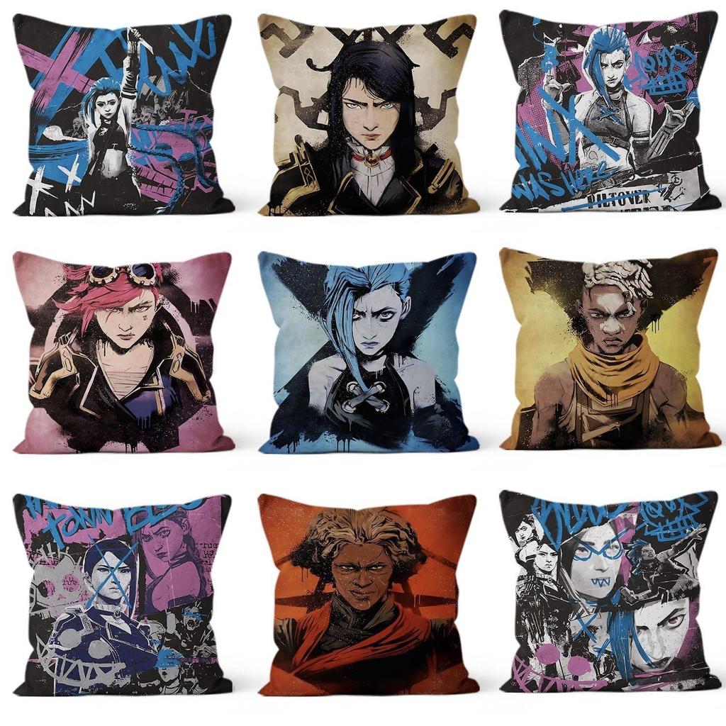 Arcane Cushion Cover, League of Legends Anime Throw Pillow, Home Sofa & Car Decor