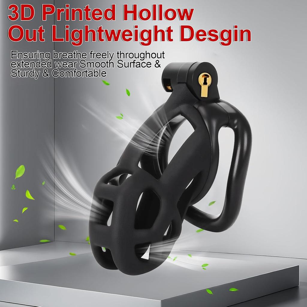Sex Toys Male chastity cage with elastic band and invisible lock + 4 This size ring | Lightweight and comfortable design,Suitable for long-term
