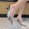 Aphixta New Summer Buckle Revits Stiletto Heels Pointed Toe Sandals Women Sandals Back Strap Pointed Toe Shoes Big Size 42