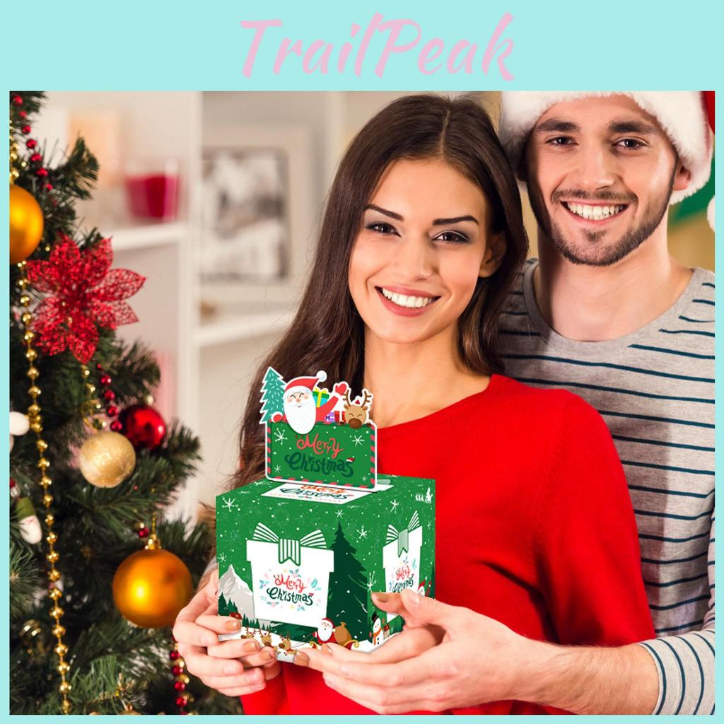 Green Christmas Gift Packaging Box With Santa Claus Print For Party And Celebration Use