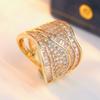Gorgeous Inlaid White CZ Women's Ring Aesthetic Gold Color Geometry Daily Wear Party Jewelry Anniversary Gift