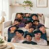 Kim Namjoon Rm Portrait Collage Print Pattern Blanket Soft Comfortable Fleece Blanket For Living Room Bedroom Recliner Home Party Decor Memorial Gift