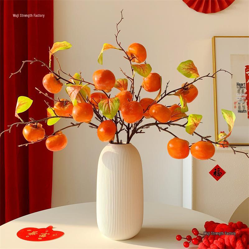 Persimmon Fruit Flower Arrangement: New Year's Dried Floral Decoration