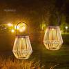 Solar Rattan Bambus Lampe med Lyssensor Automatisk PÅ/AV IP65 Vanntett Retro Stil Håndlaget dekorativ Solar Lanterne Dekor