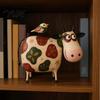 Whimsical Home Accents Creative Cow Sculpture with Bird, Resin Animal Figurine, Pastoral Statue, Rustic Modern Farmhouse Interior Decor Artistic