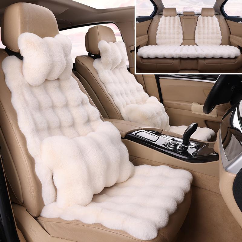 Winter Velvet Car Seat Cushion Set - Thickened Plush, Warm, 3-Piece with Backrest