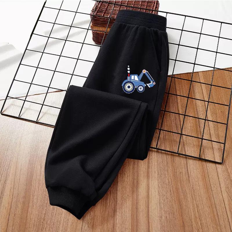 2025 Children Brand Trousers Excavator Cartoon Long Pants Little Boys Outdoor Sweatpants Fall Casual Clothing 3-13Y Fleece Long Pants