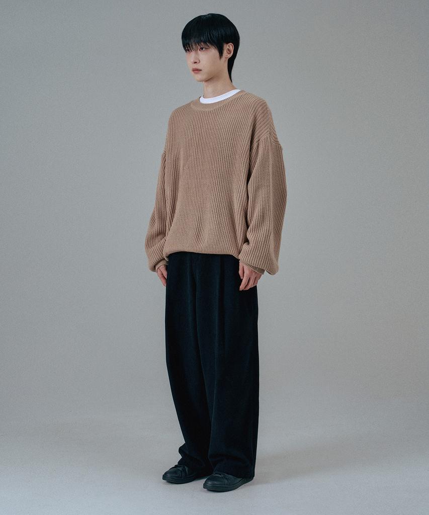 Mubeun Oversized Hazzi Round Knit Beige