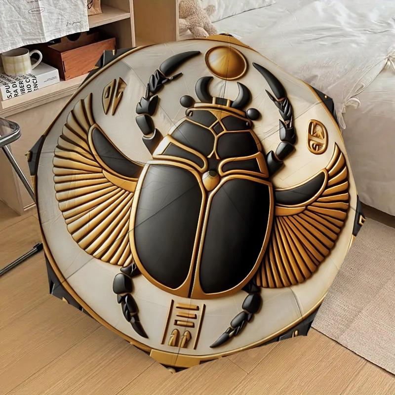 1PC Scarab Beetle Hieroglyphics Automatic Open/Close Umbrella with Windproof, 8-Rib Sturdy Canopy, Durable Ribs, Fashionable Design, Outdoor Accessory