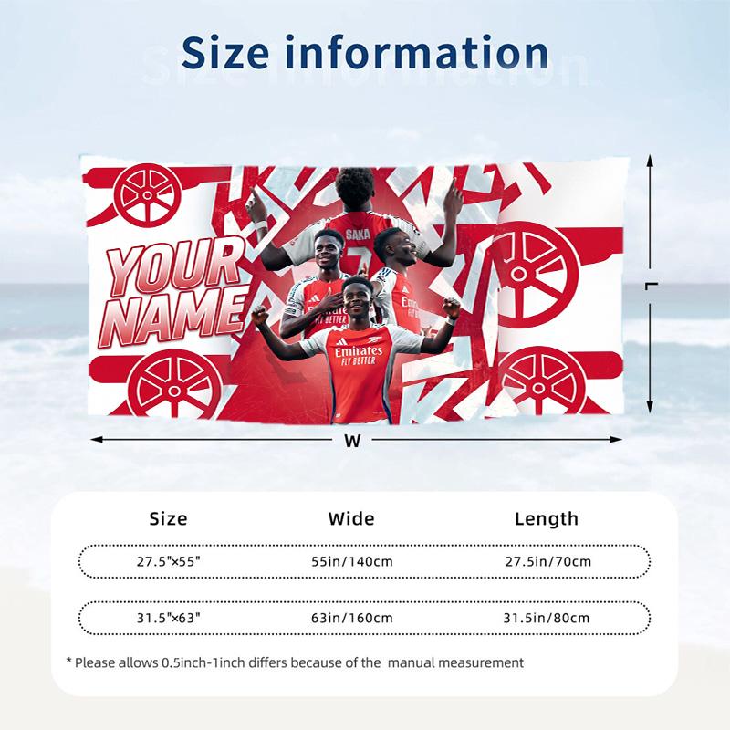 Custom Text Beach Towel, Soft Absorbent Swimming Multi-use TowelBukayo Saka