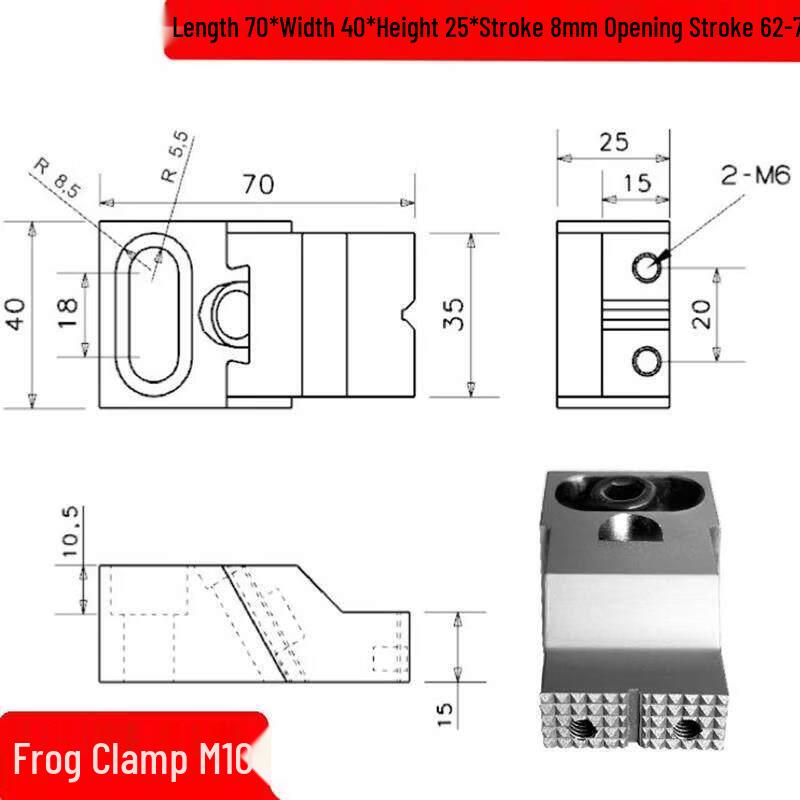 Heavy-Duty One-Way Frog Clamp for CNC Fixture