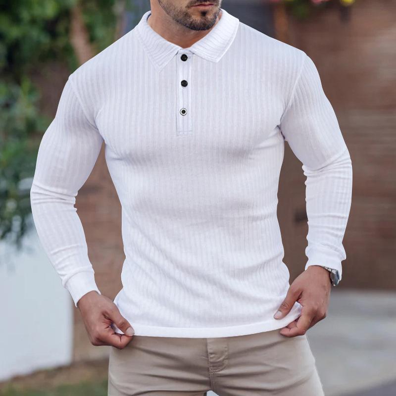 Autumn Men's Long-sleeved T-shirt Anti-stripe Loose Lapel Long-sleeved Polo Shirt Men's Tops