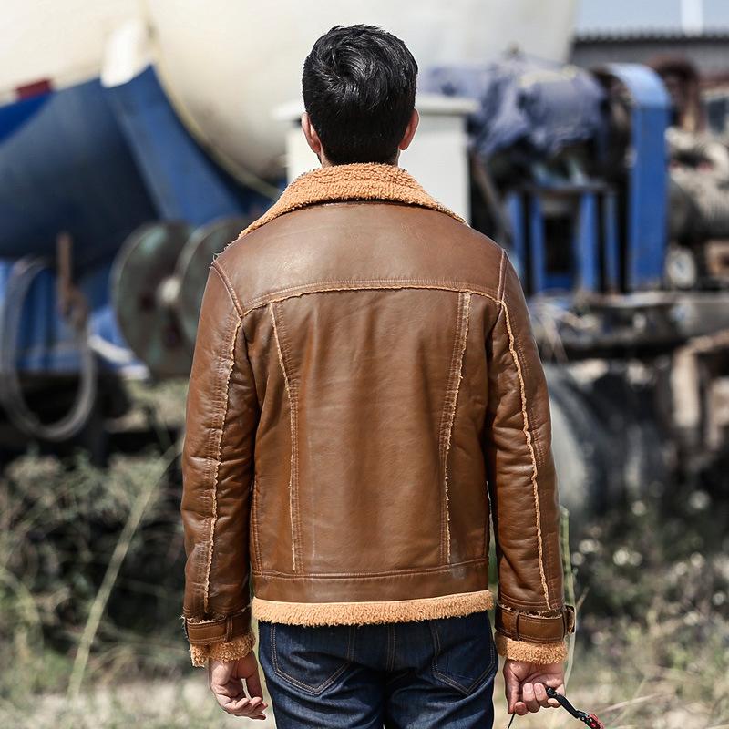 European code custom-made European and American autumn and winter men's clothing pu fur integrated jacket jacket tide