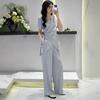 2873 Plus Size Women's Casual Suit: Stylish Goddess Slimming Two-Piece Set with Wide-Leg Pants
