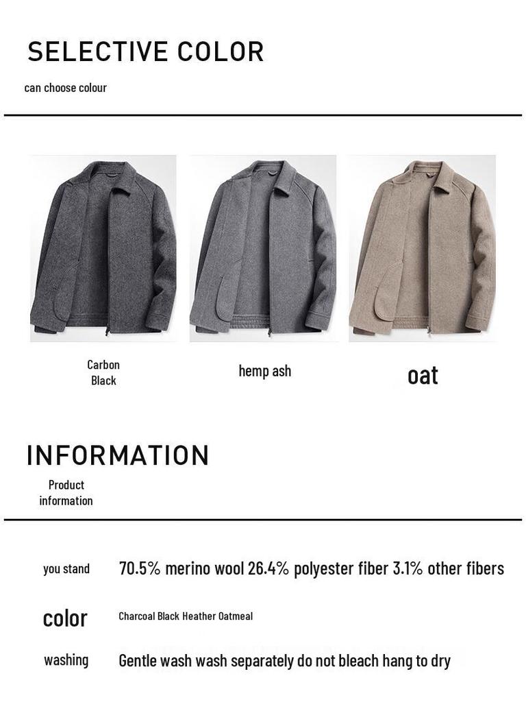 Shanshan Men's Sheep Wool Double-Faced Lapel Jacket