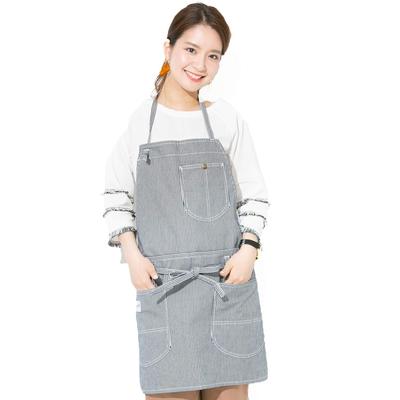 Avental Lee Denim Work Hickory Stretch Denim Branco x Azul, Avental com Alça no Pescoço, Avental,