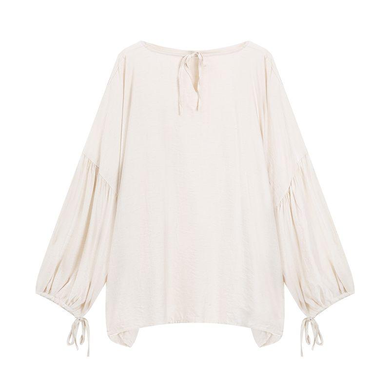 

Kumikumi Retro Set Solid-Colored Sun Protection Long Sleeves Shirt Women s Clothing Fall Loose Embroidered Slacks Two-piece Set Hemp Sunscreen Blouse One size