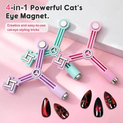 1/3 Pezzi Magnete per Unghie Occhi di Gatto 4-in-1 Magnete per Smalto Gel Occhi di Gatto Nail Art Magnete Fai-da-te Casa Salone 4 Effetti Magnete per Design Unghie Donna Strumento