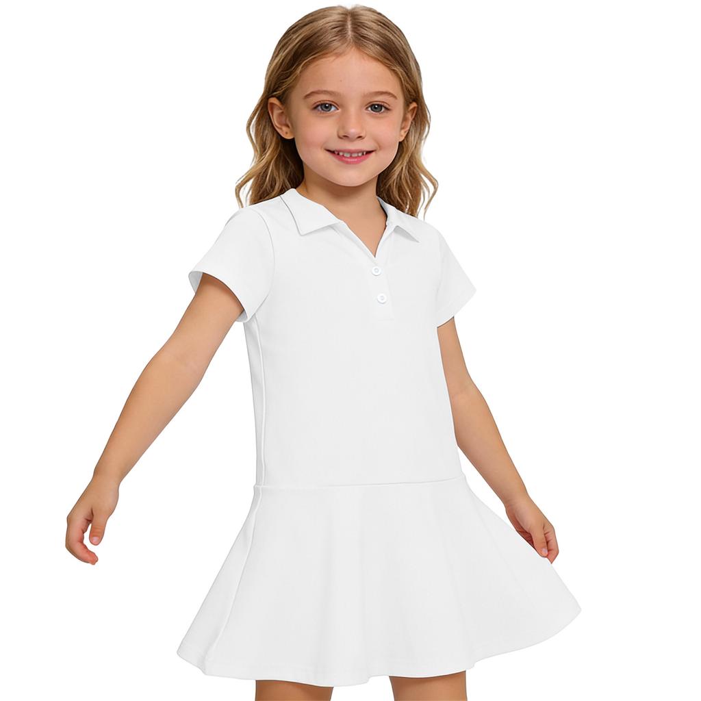 Kids' Dress - Short Sleeve Pocket Color Frock Kids' Collared Dress - Short Sleeve Pocket Frock
