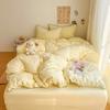 Literie Class A 2025 nouveau vent crème couleur unie drap de lit ensemble quatre pièces housse de couette étudiante ensemble quatre pièces ménage