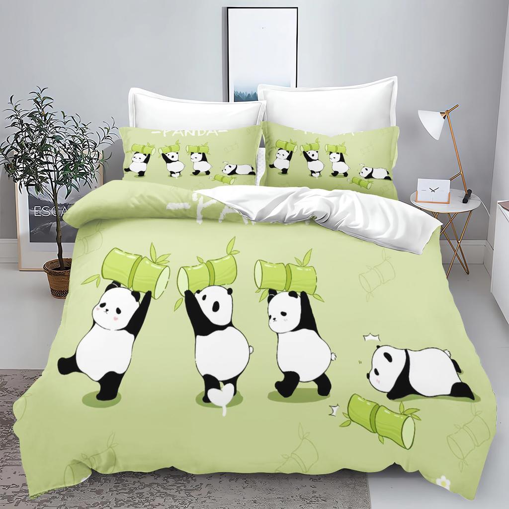 Panda Duvet Cover Set 3D Children'S Bedding Set Cotton Covers 3-Piece 1 Quilt Cover 100% Polyester Home Decor