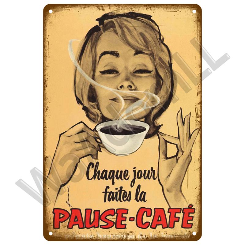Placa de metal vintage para decoración del hogar, letrero de hojalata para café, pósteres de arte de pared retro para cocina, bar, decoración de pintura de hierro, cafetería