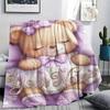 1PC Custom Name Floral Bears Harvest Patterned Flannel Blanket Suitable For All Seasons for Home Decor Warmth and Comfort Gifts Holiday Present_lx
