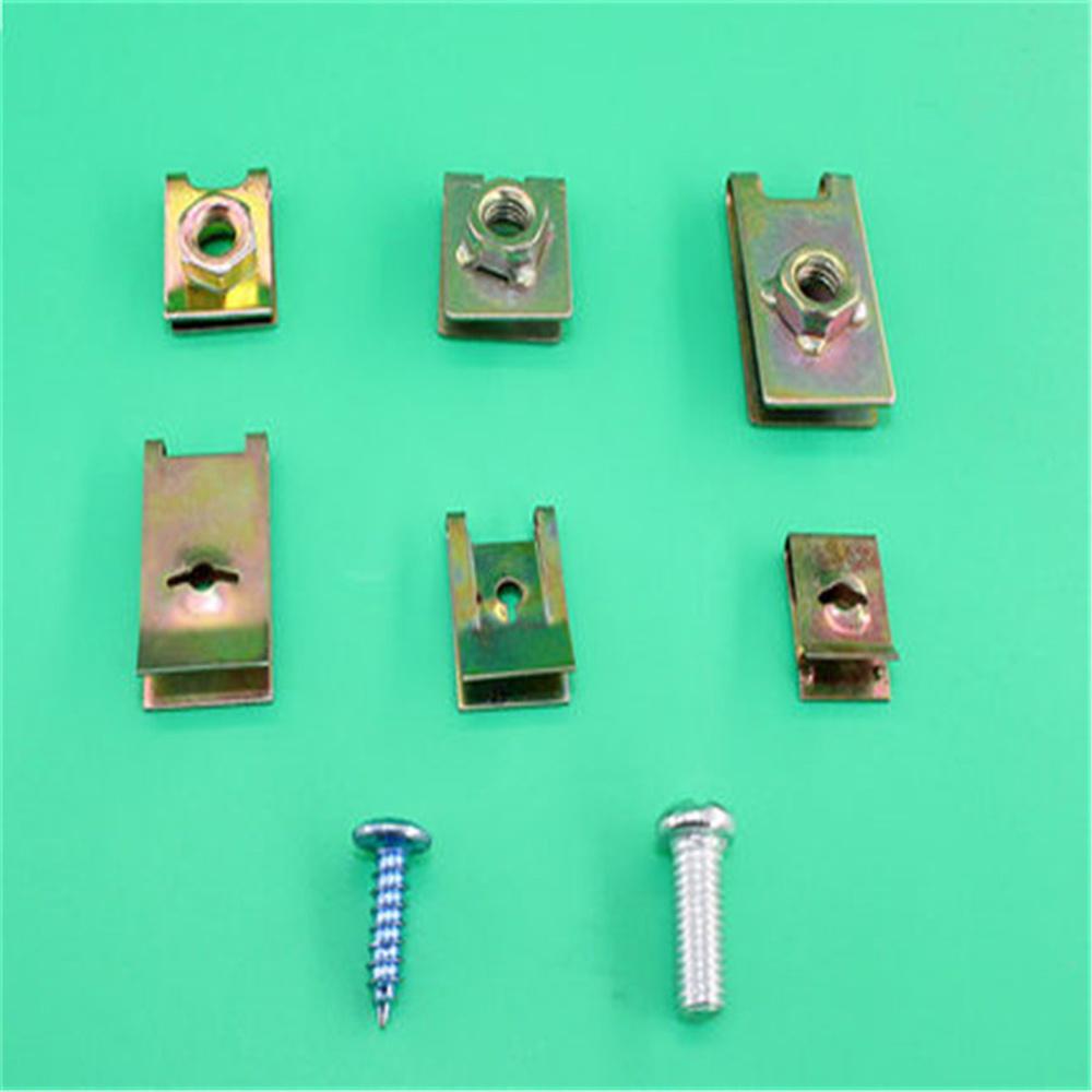 100pcs Mixed Auto Car Body Door Panel Fastener Fixed Screw U Type Gasket Fender Metal Clips