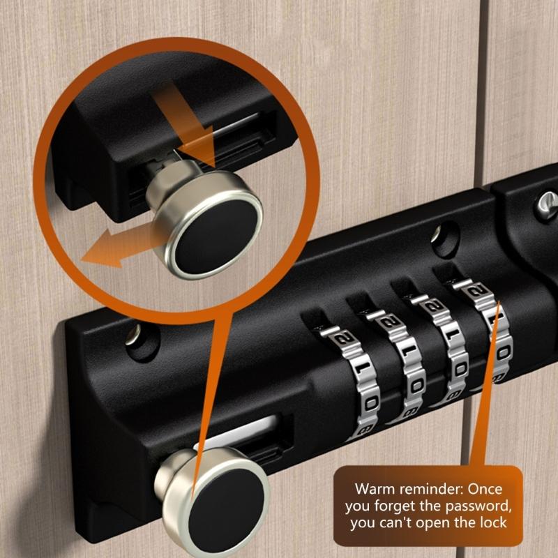 4-Digit Combination Lock Password Lock Sliding Bolt Door Lock Easy To Install