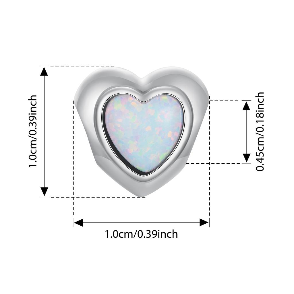WOSTU 925 Silver Pink Heart Charms Lover Couple Wedding Pendant Opal Beads Fit for Bracelet DIY Valentine Gift