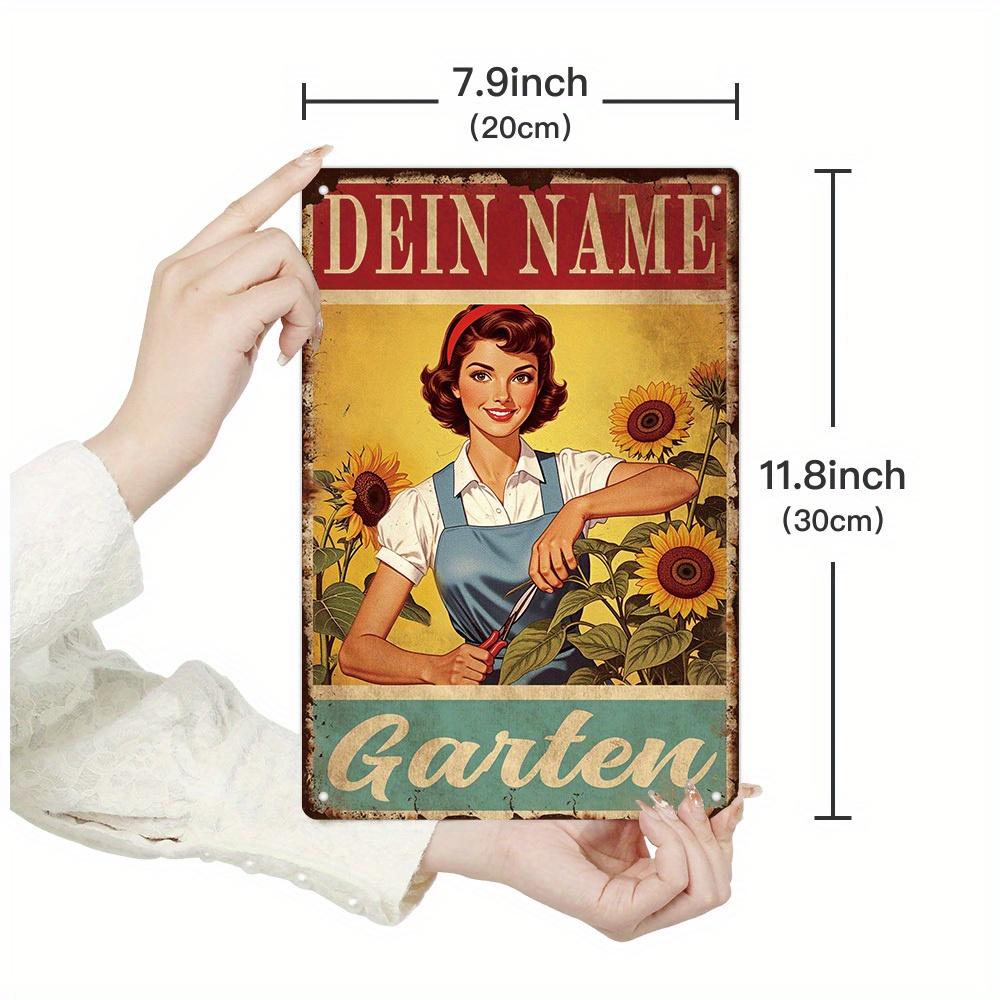 

Putuo Decor pc German Custom Metal Tin Sign Dein Name Garten Personalized Plaque Vintage Plate Wall Art Decoration for Home 20x30cm（7.8x11.8inch）