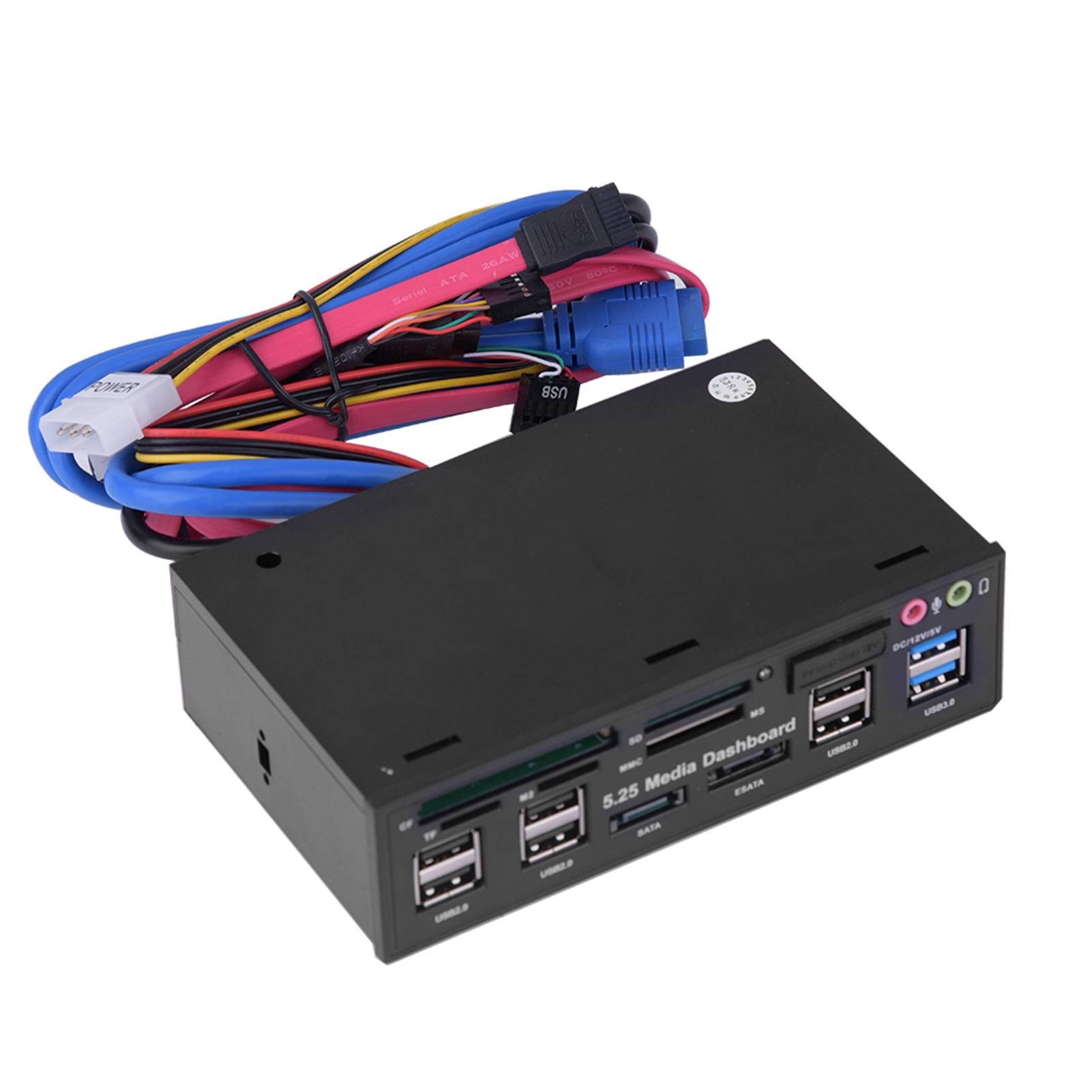 

5.25inch Media Dashboard Front Panel USB3.0 2.0 HUB eSATA SATA Audio Multi Card Reader