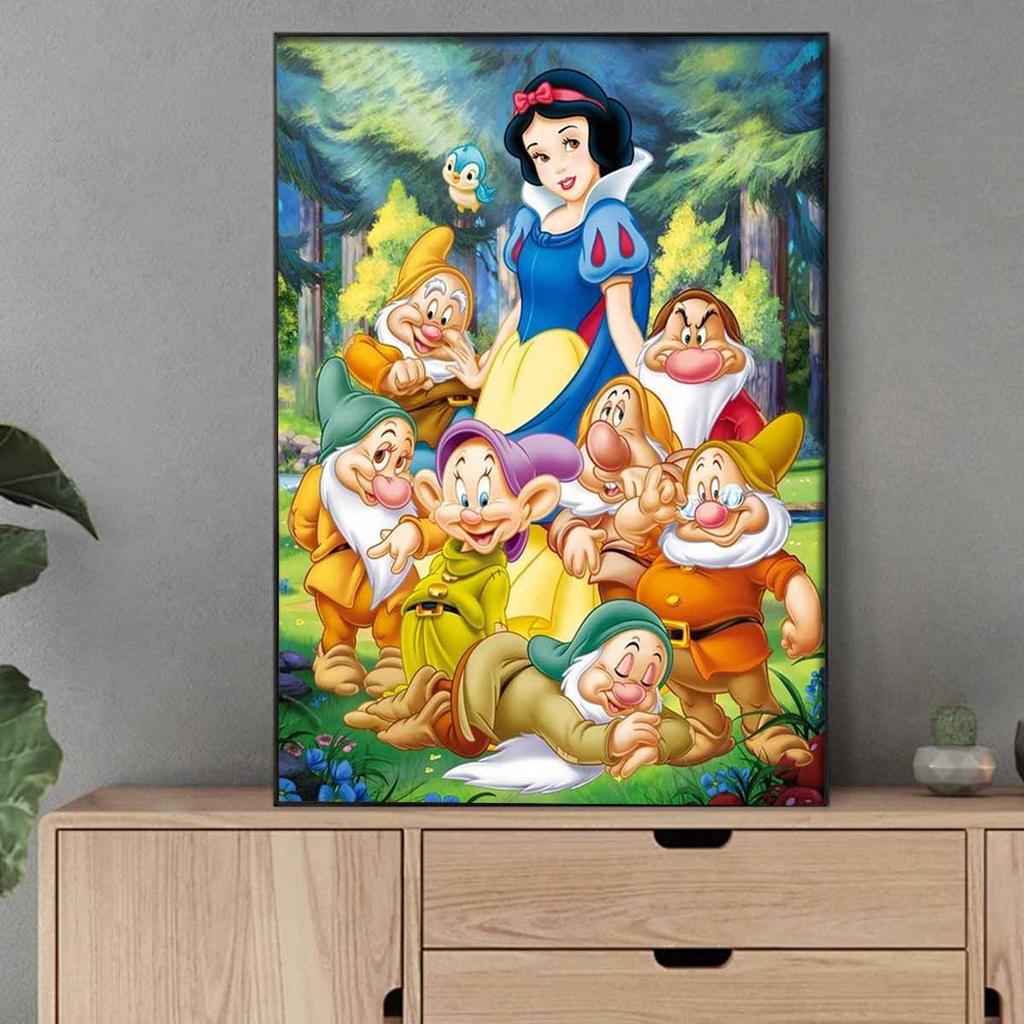 DIY Diamondová maľba Princezná a Trpaslík Krížiková výšivka Súprava Mozaikové umenie Diamond Painting Plný kruh Diamantový Domáca dekorácia