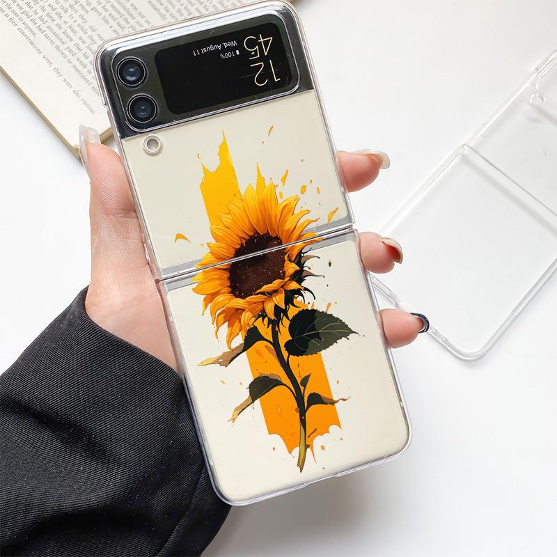 Cute Cartoon Candy Painted Fashion Phone Case For Samsung Galaxy Z Flip 3 4 5 6 7 Hard Folding Z Flip4 Clear PC Cover Gift