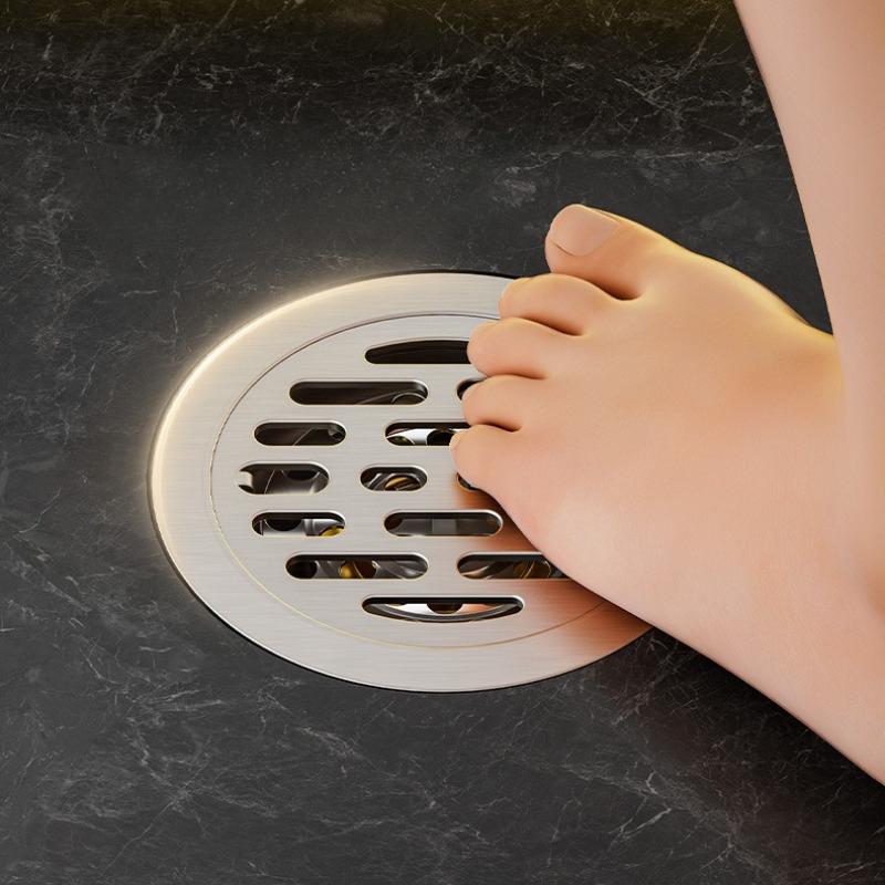 Scarico a pavimento tondo in acciaio inossidabile 304 per bagno, scarico a pavimento deodorante 9,8 cm per ristrutturazione case vecchie, scarico a pavimento per lavatrice