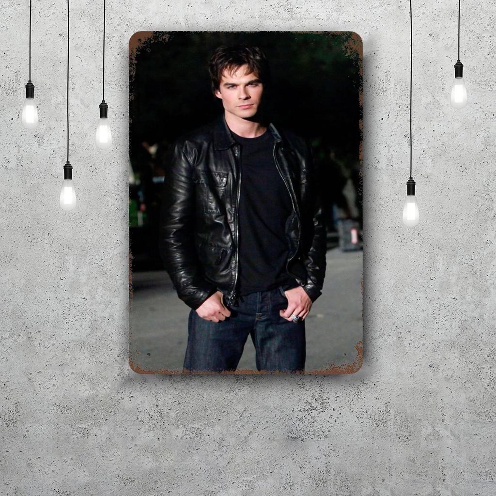 Damon Salvatore Decor Poster Vintage Tin Sign Metal Sign Decorative Plaque for Pub Bar Man Cave Club Wall Decoration