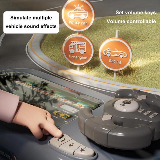 Kids Driving Simulator Toy 200 Levels Adjustable Educational Steering Wheel Toy Toddlers Interactive Pretend Driving Car Racing Board Game