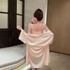 Spring and Summer New Women's Summer Loose Large Size Wedding Morning Robe Casual Single Nightgown Silk Bathrobe Robe