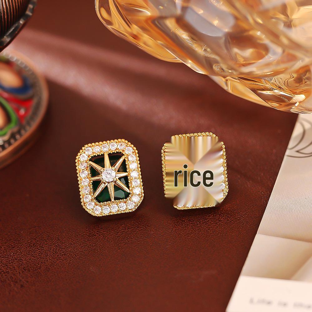 Ретро китайские геометрические серьги-гвоздики «Счастливая звезда» - Высококлассные украшения для светских дам