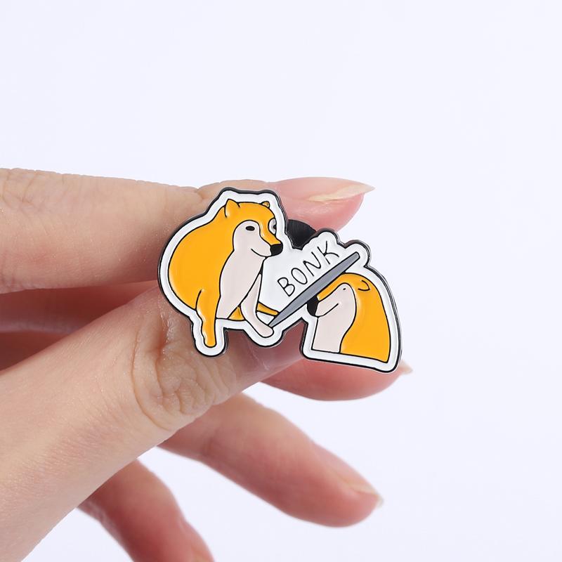 Shiba Inu Enamel Pins Funny Bonk! Dog Memes Brooches Lapel Badges Cartoon Puppy Animals Jewelry Gift for Friends