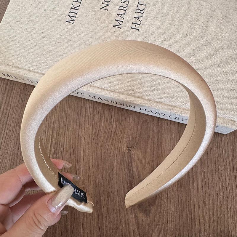 Elegant Textured High Crown Headband for Women - Solid Color Sponge Hair Accessory