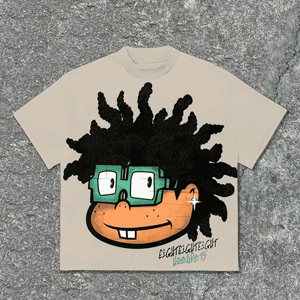 American Y2K Unisex Retro Cartoon Pattern Cotton Graphic Print T-shirt Summer New Tee Men Women Streetwear Harajuku Fashion Loose Casual Oversized Top